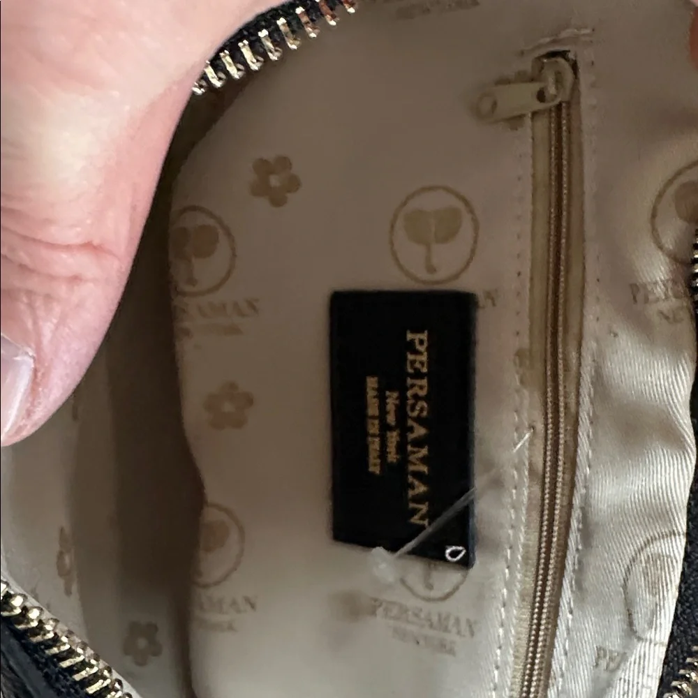 Persaman New York Black Hobo Bag with Gold Accents